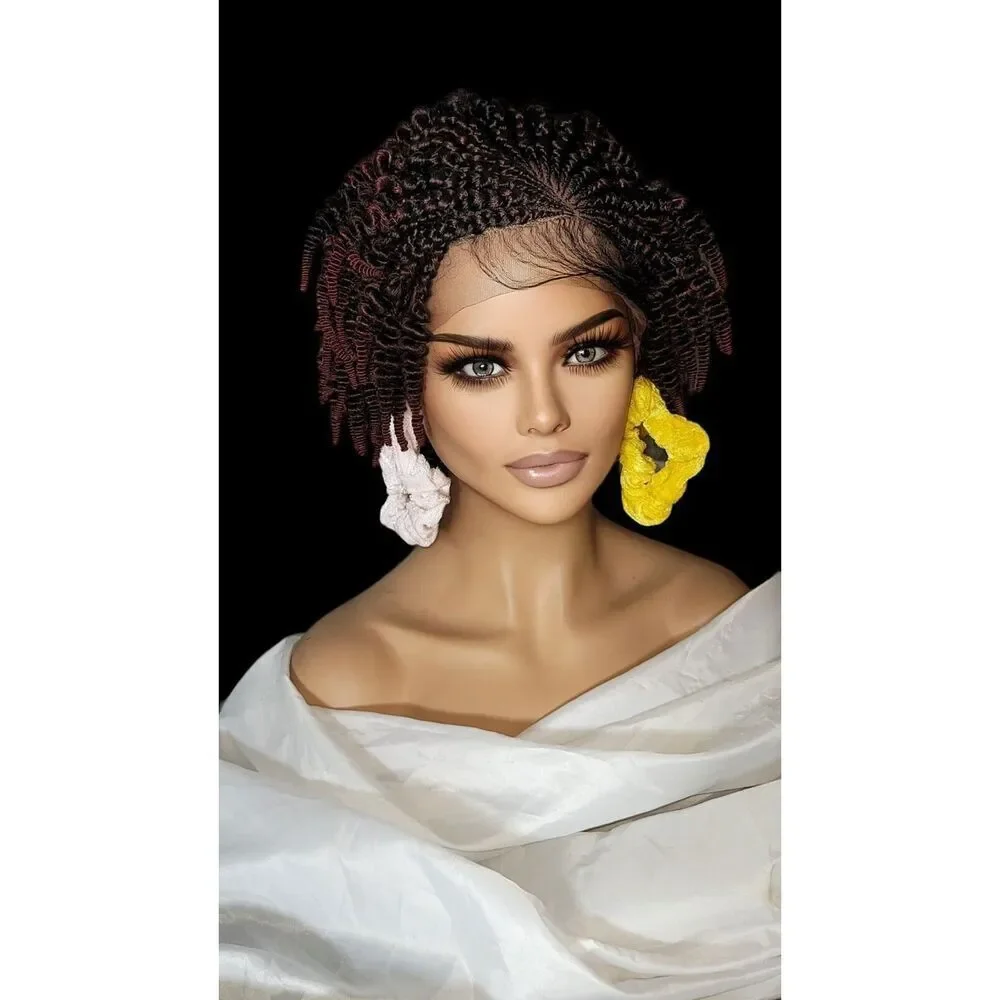 Handmade Braided Wigs Micro Braids, Short Kinky Twists, NWT, Ombre - Picture 2 of 15